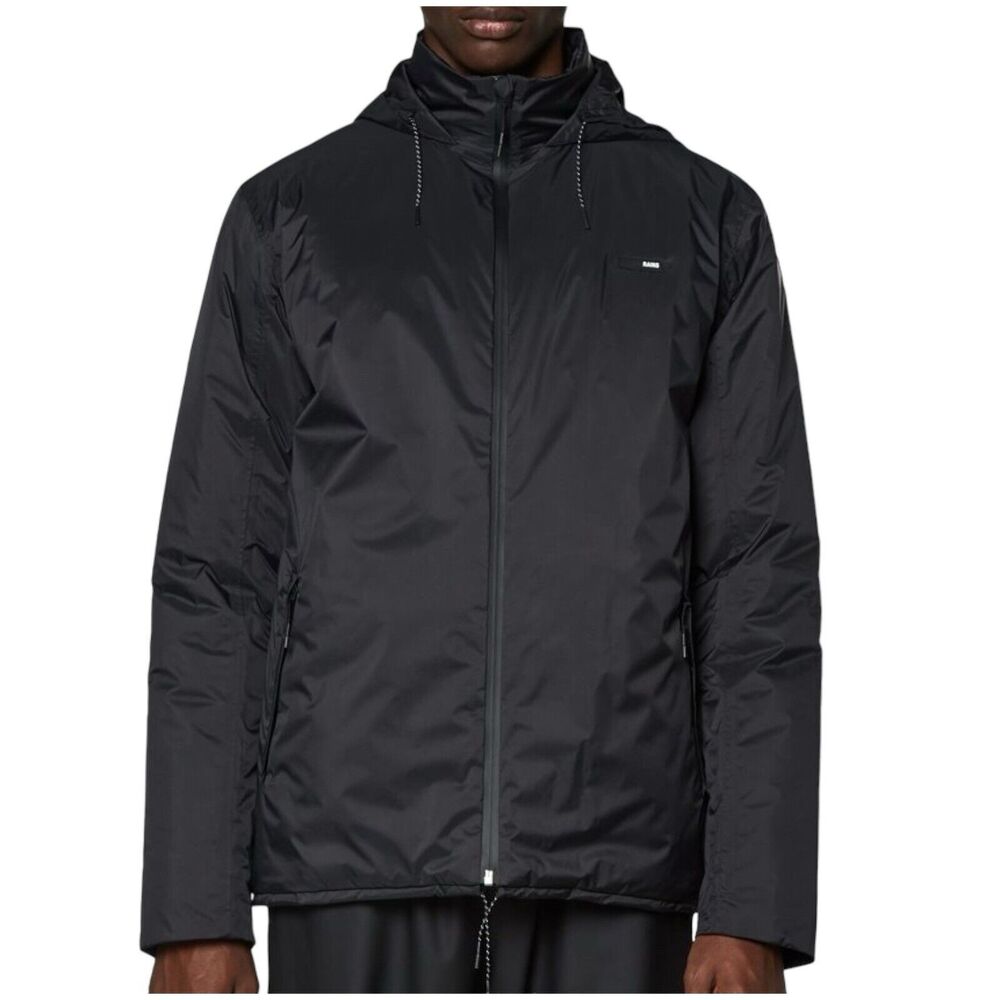 Rains Jacket Adult XL Black‎ Padded Nylon 15470 Full Zip Waterproof Hood